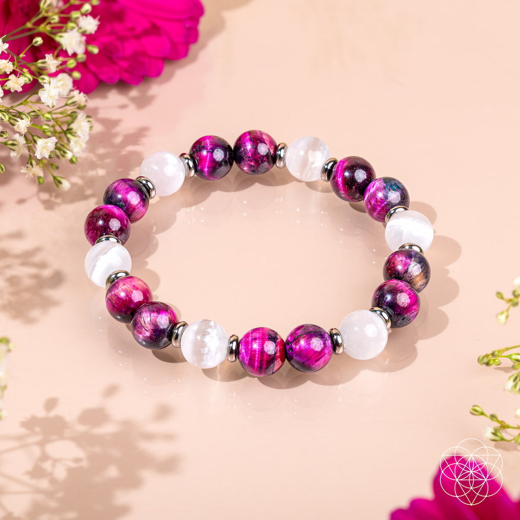 Shape Your Future Bracelet – Pink Galaxy Tiger’s Eye