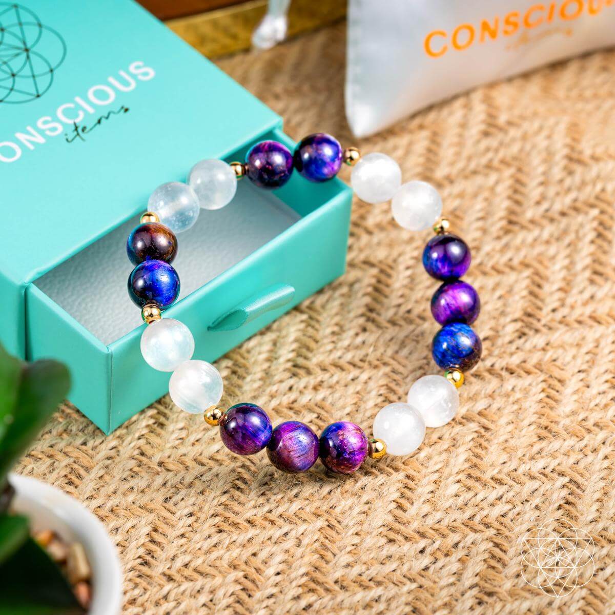 Cosmic Energy Amplifier - Galaxy Tiger's Eye Bracelet
