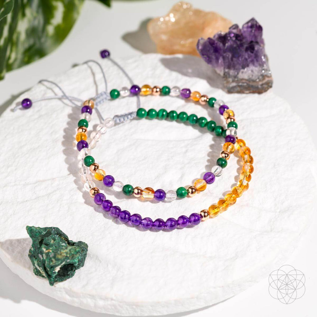 Destiny Maker Anklet Set – Citrine & Amethyst Power Pair