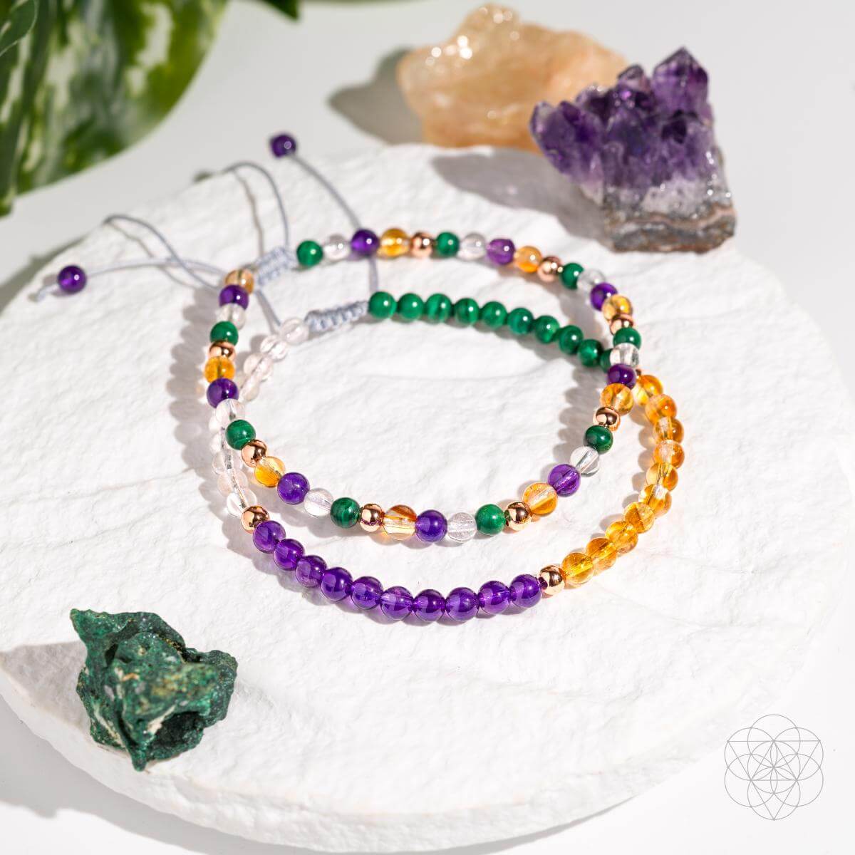 Destiny Maker Anklet Set – Citrine & Amethyst Power Pair
