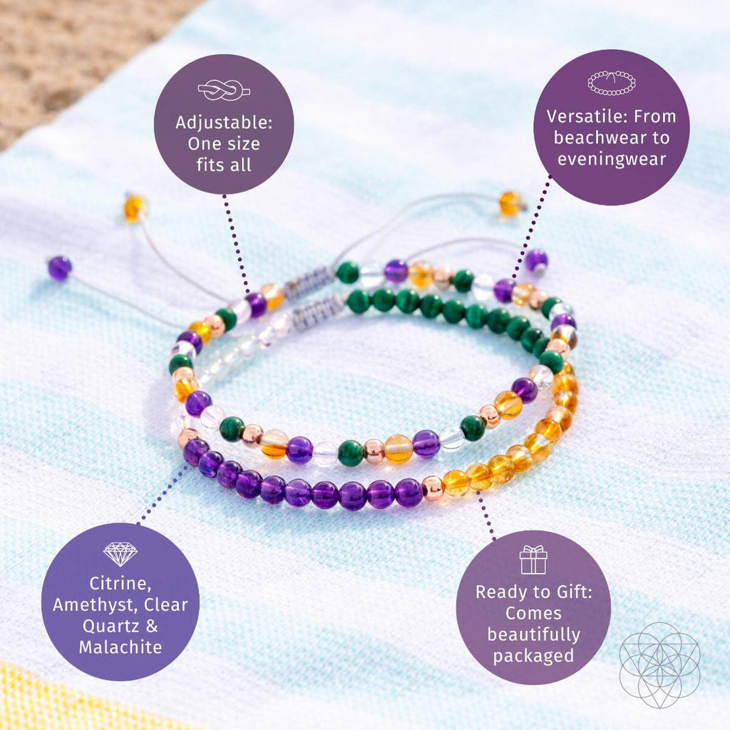 Destiny Maker Anklet Set – Citrine & Amethyst Power Pair