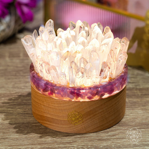 Blooming Tranquility Lamp – Clear Quartz & Pink Tourmaline