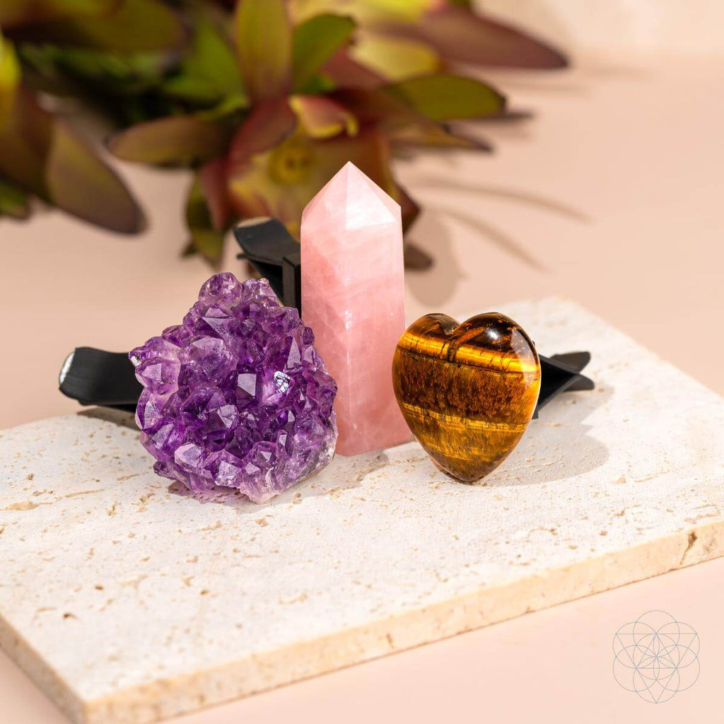 Mindful Multitasker Crystal Car Kit – Amethyst & Tiger’s Eye