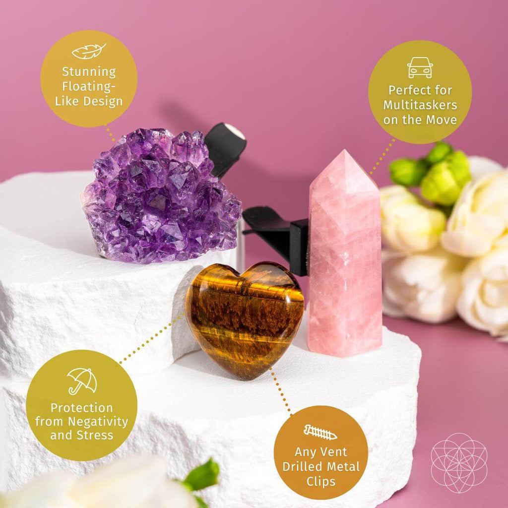 Mindful Multitasker Crystal Car Kit – Amethyst & Tiger’s Eye