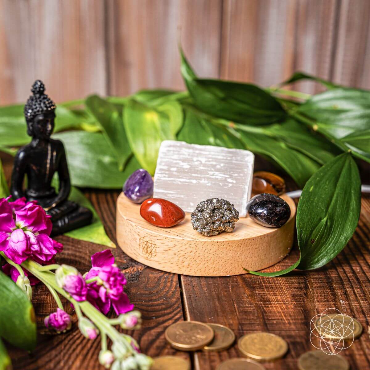 Money Magnet Crystal Lamp – Selenite Core & Prosperity Stones
