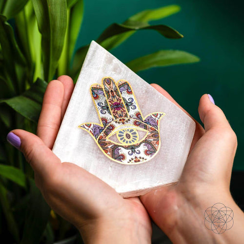 Aura Spa Mood Lamp – Selenite & Hamsa Hand