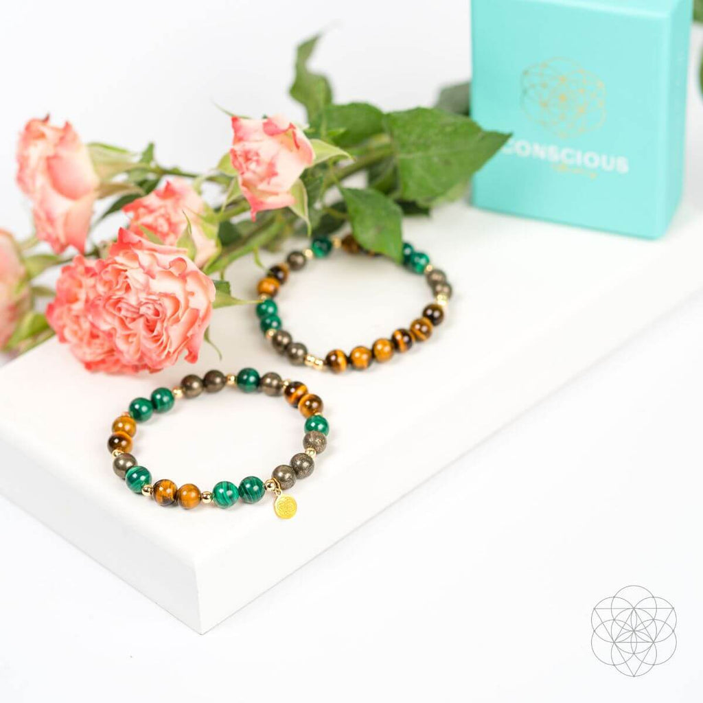 Powerhouse of Success Bracelet Set – Tiger’s Eye, Malachite, Pyrite