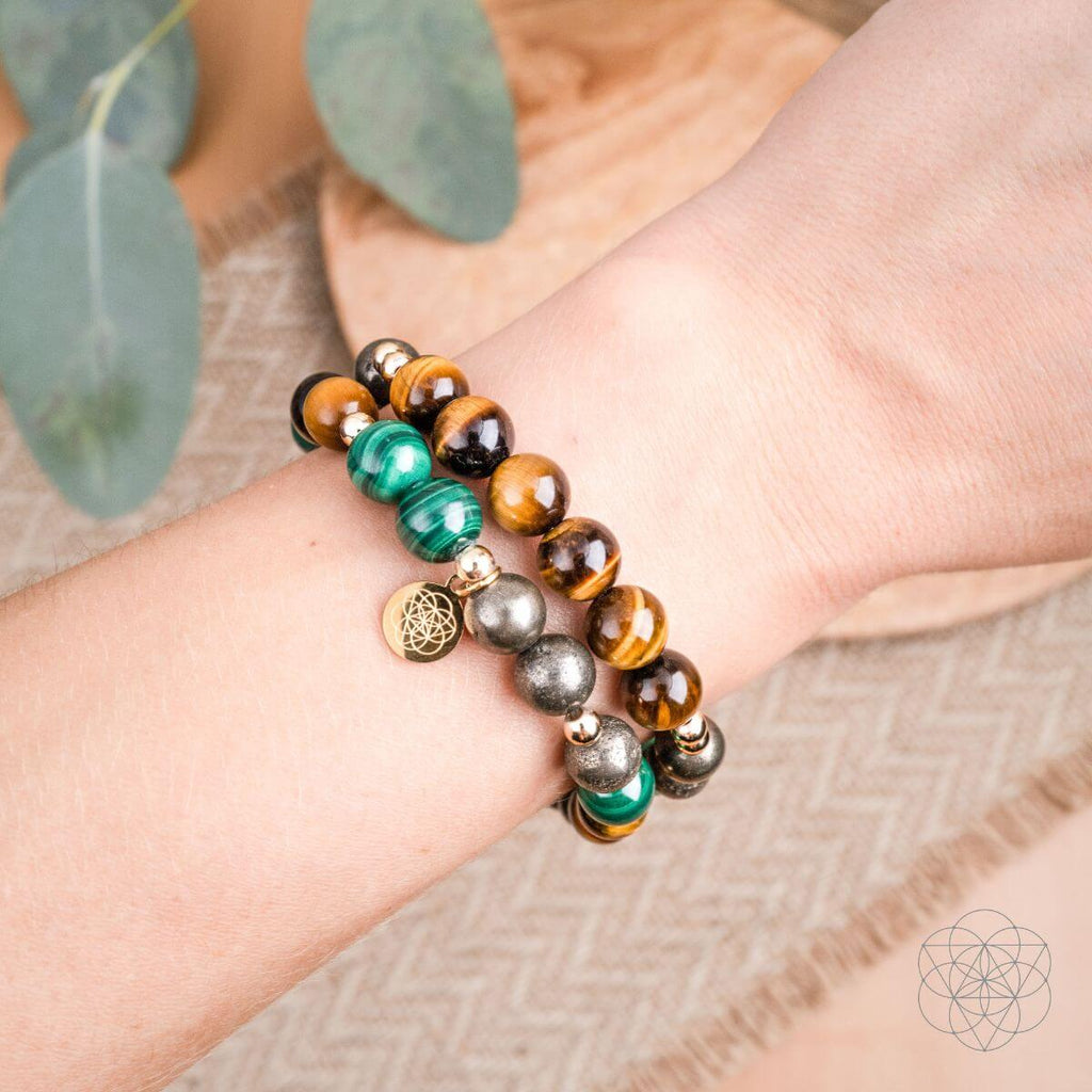 Powerhouse of Success Bracelet Set – Tiger’s Eye, Malachite, Pyrite