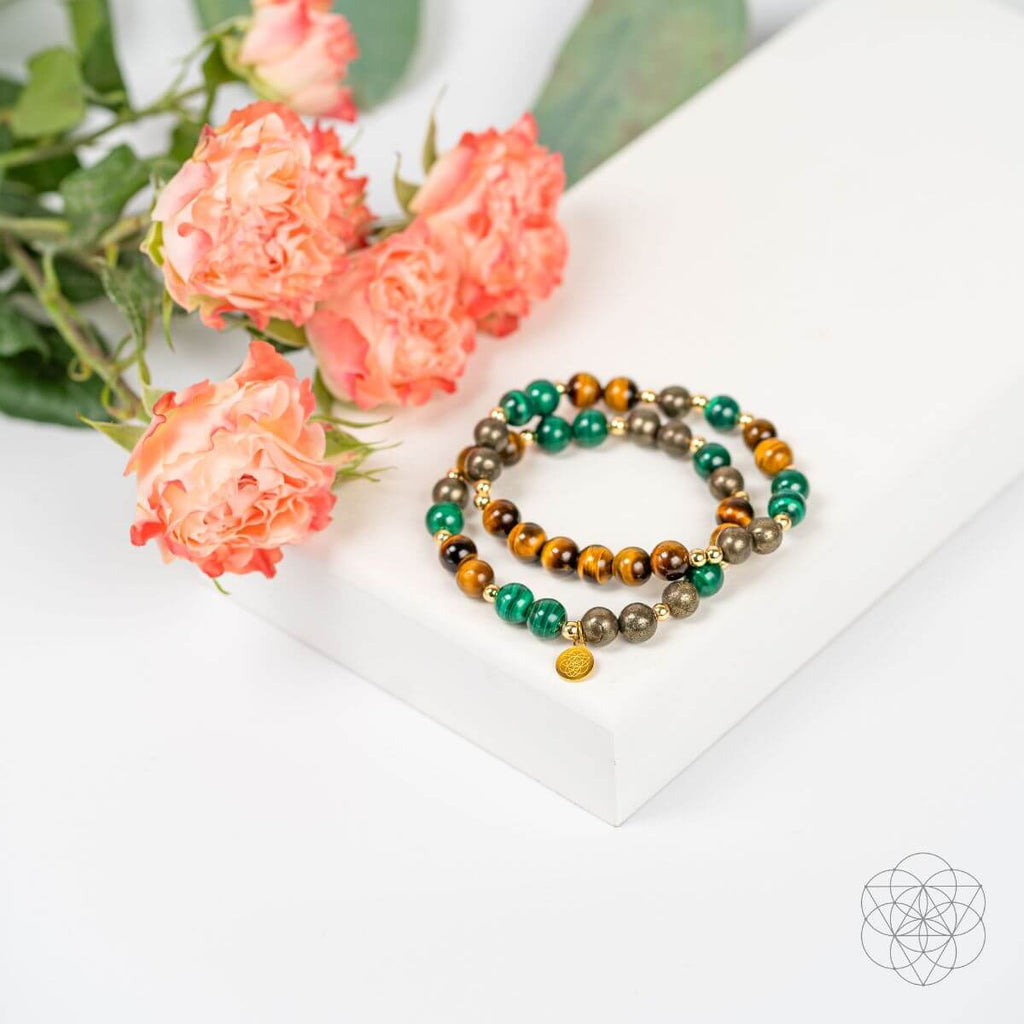 Powerhouse of Success Bracelet Set – Tiger’s Eye, Malachite, Pyrite