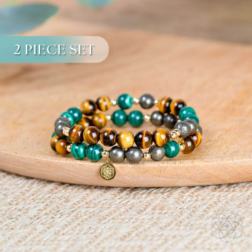 Powerhouse of Success Bracelet Set – Tiger’s Eye, Malachite, Pyrite