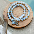 Serene Reflection Bracelet – Blue Chalcedony & Silver Leaf
