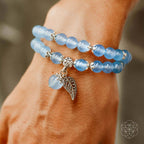 Serene Reflection Bracelet – Blue Chalcedony & Silver Leaf