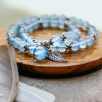 Serene Reflection Bracelet – Blue Chalcedony & Silver Leaf
