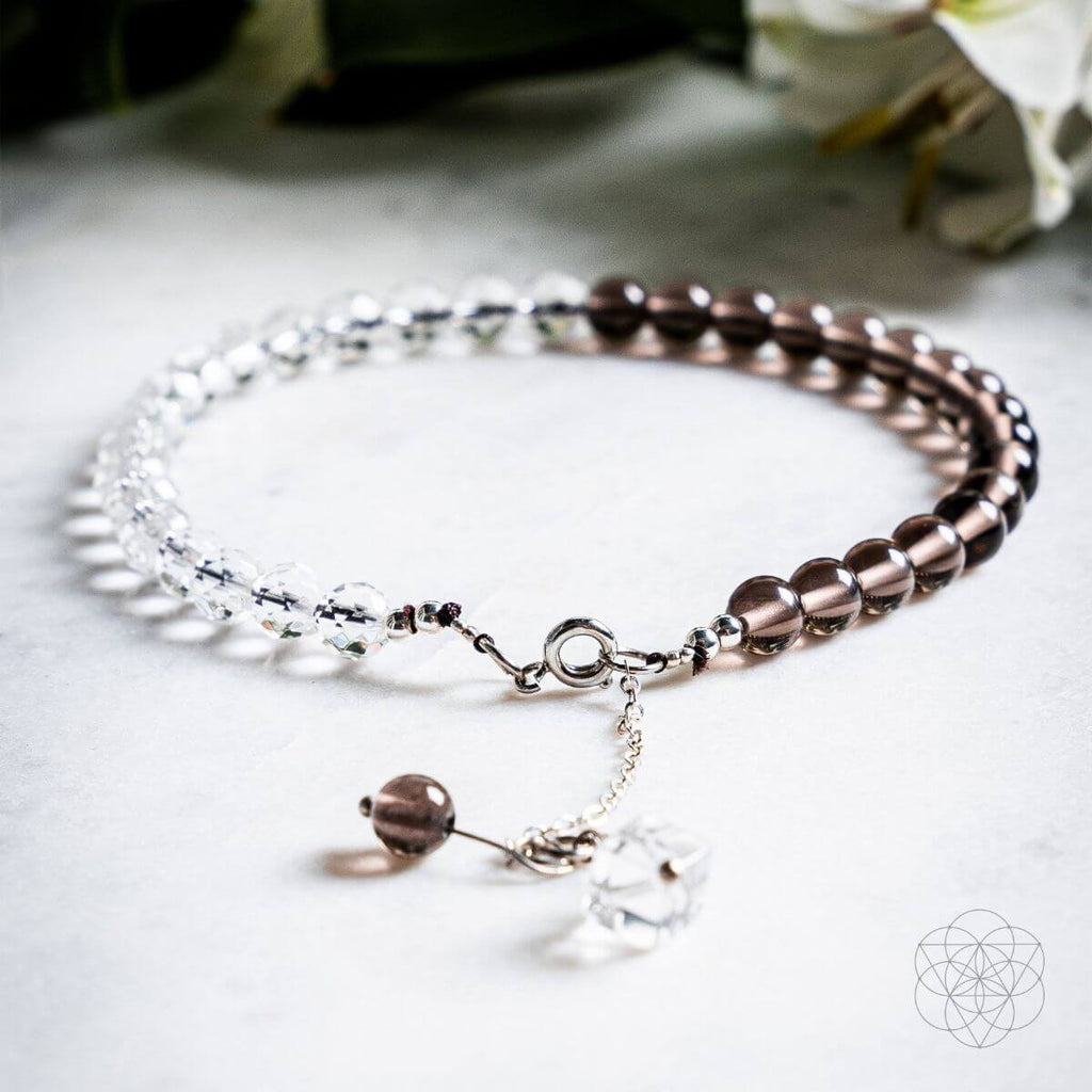 Energy Shield Anklet – Smoky Quartz & Clear Quartz