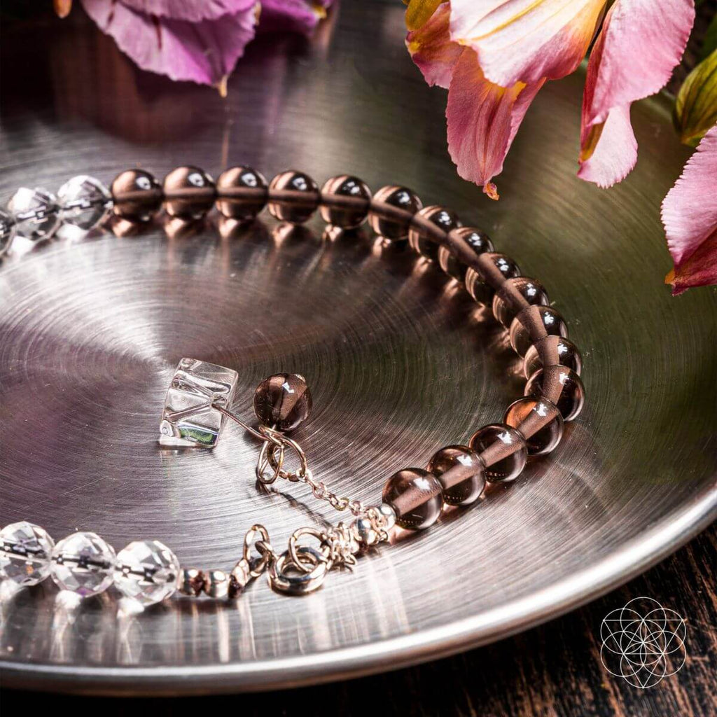 Energy Shield Anklet – Smoky Quartz & Clear Quartz