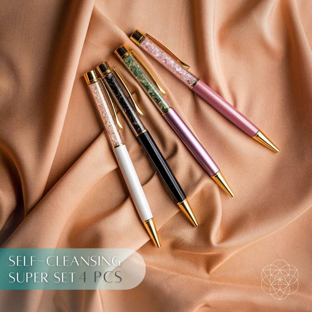 Self-Cleansing Crystal Pens – Set of 4 Gemstone Infused