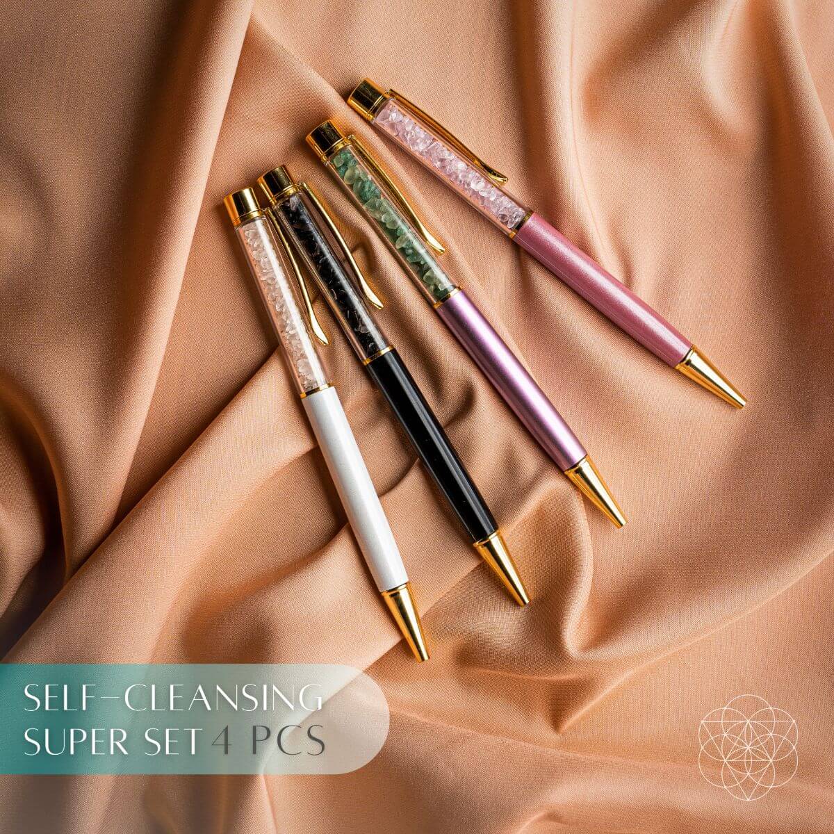 Self-Cleansing Crystal Pens – Set of 4 Gemstone Infused