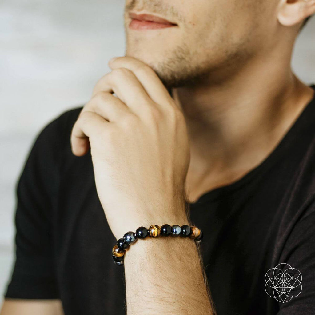 Triple Protection Bracelet – Hematite, Obsidian & Tiger’s Eye