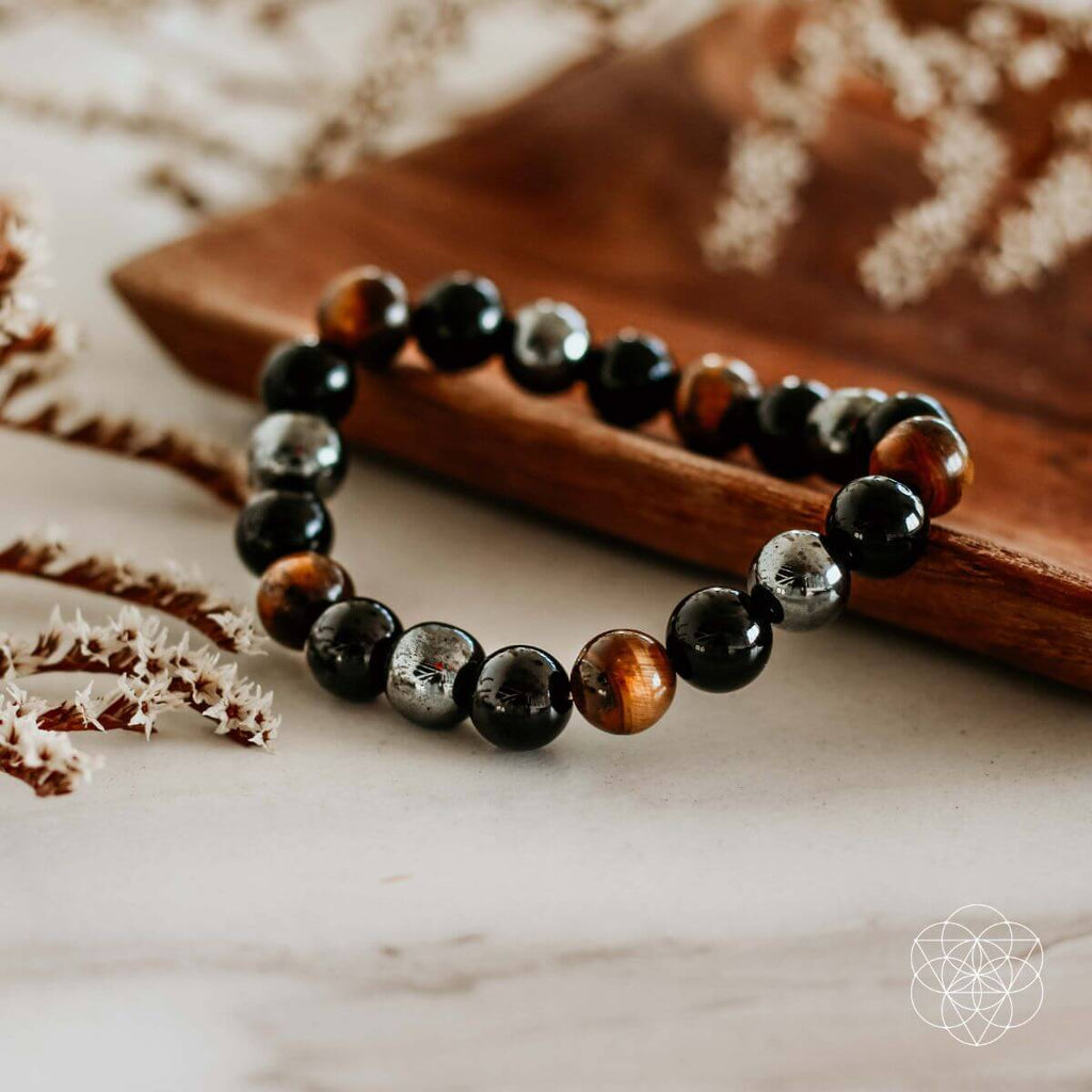 Triple Protection Bracelet – Hematite, Obsidian & Tiger’s Eye