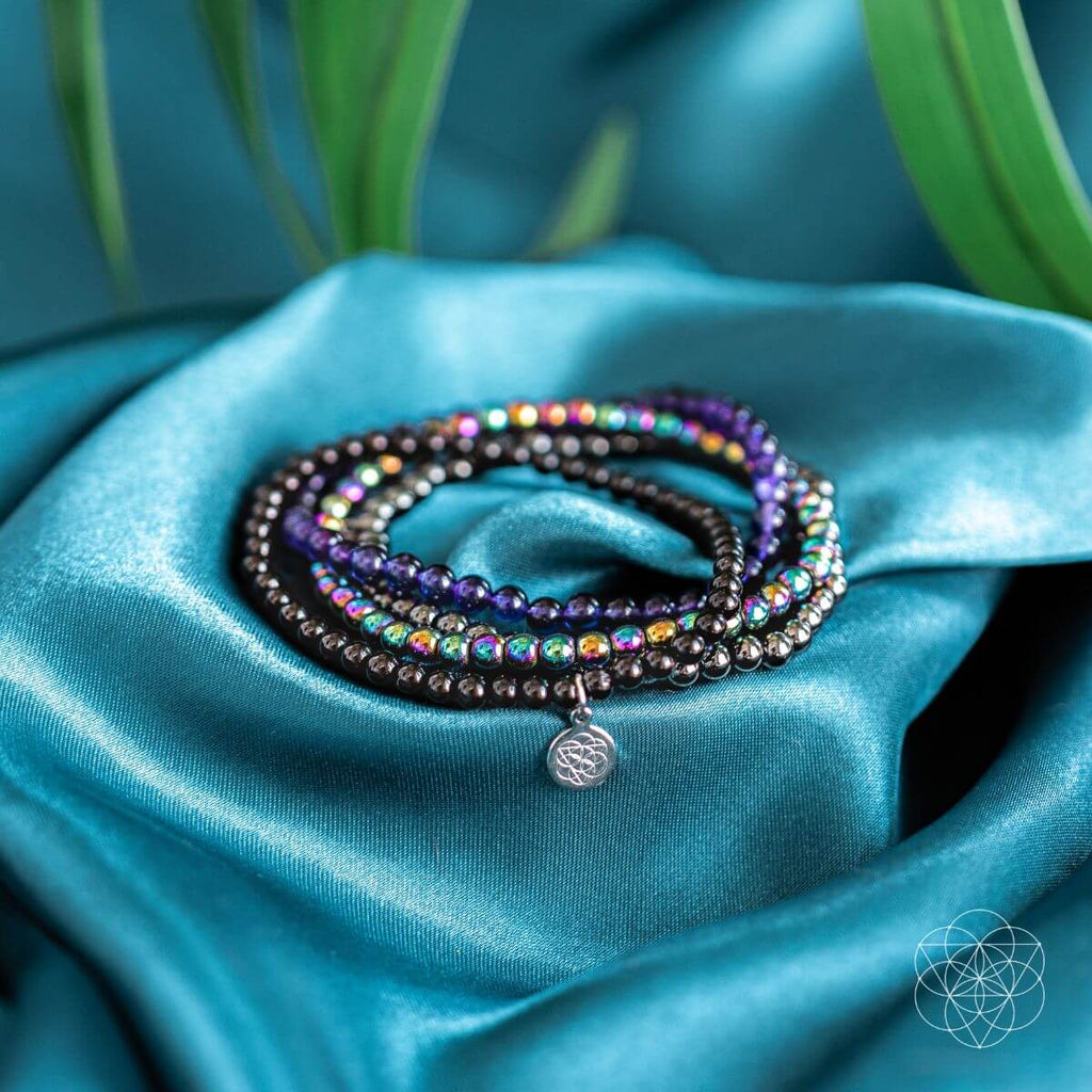 Veil of Protection Bracelet Set – Amethyst & Hematite
