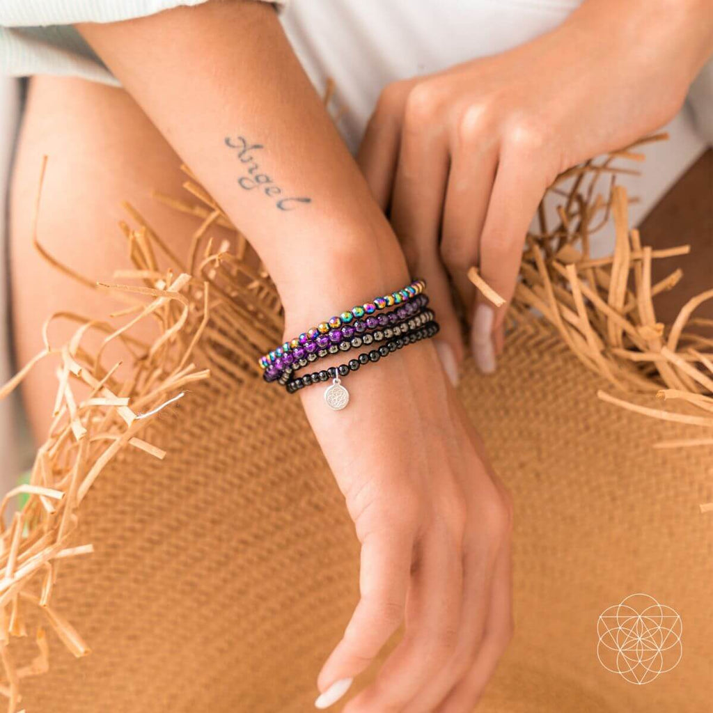 Veil of Protection Bracelet Set – Amethyst & Hematite